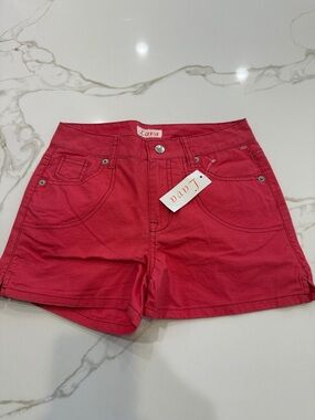 Girls Red Cotton Blend Shorts
